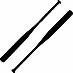 2 black baseball bats placed on different sides