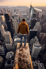 city skyline standing on top of a building