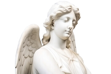 A marble angel isolated on transparent background - Fictional Person, Generative AI