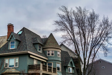 Old family house exterior, Brighton city, Massachusetts, USA
