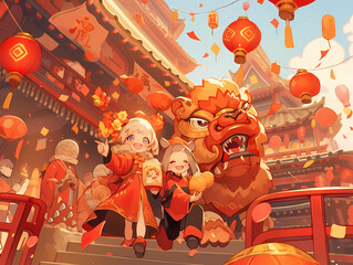 Chinese New Year Illustration, Generative AI