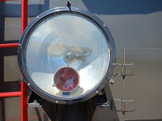 headlight of an old steam locomotive