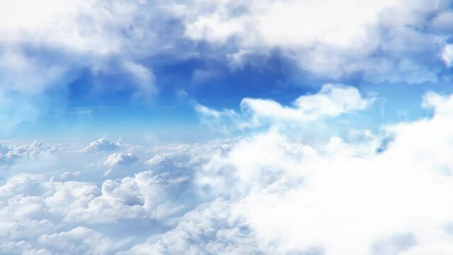 Flying through amazingly beautiful cloudscape. foggy over clouds sunrise sky. sea of fog is formed from stratus. Foggy valley mount ridge. Time lapse Beautiful cloudy slow. Fluffy white clouds nature.