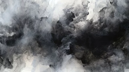 Fotobehang Swirling smoke with black background Black and white theme Abstract wallpaper © Tazzi Art