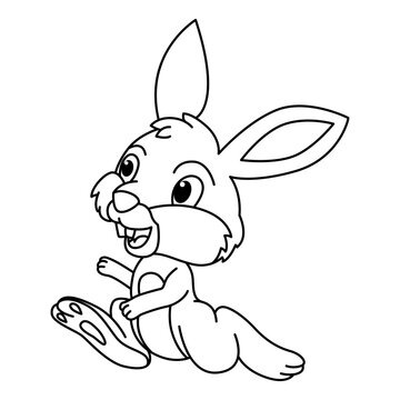 Funny rabbit cartoon characters vector illustration. For kids coloring book.