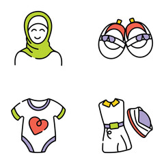 Set of Fashion Objects Hand Drawn Icons 

