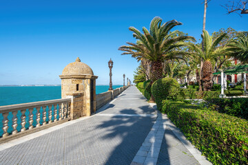 Paseo Santa Barbara at Genoese park (Parque Genoves) - Cadiz, Andalusia, Spain