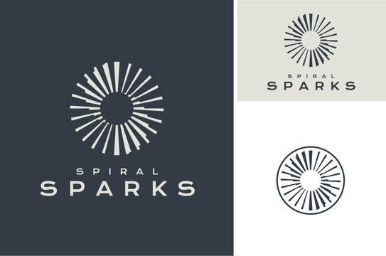 Initial Letter S with Spiral Spinning or Stair Star Sparks Rotation Circular Sparkle logo design