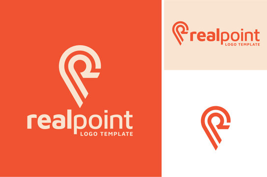 Location Address Pin Map Pointer with Initial Letter PR or RP for GPS Travel Navigation Apps logo design