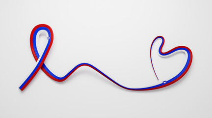 3d Flag Of Slovenia Heart Shaped Shiny Wavy Awareness Ribbon flag White Background 3d Illustration