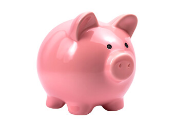 Pink piggy bank isolated on white background. Concept of preserving and saving money