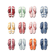 Set flip flops vector illustration on white background.