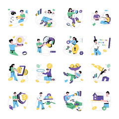 Modern Set of Office Work Flat Illustrations 

