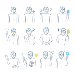 男性オペレーターの表情_h-T　バリエーションセット