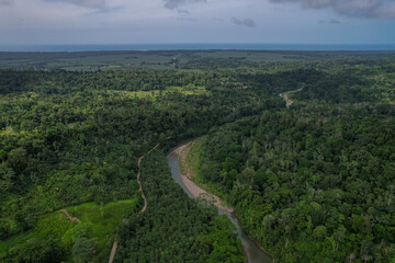 Beautiful aerial view of the Costa Rica Rainforest in the Talamanca Region