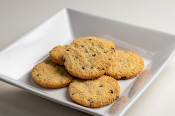 chocolate chip cookies on plate