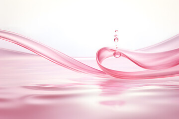 pink ribbon on a water drop - obrazy, fototapety, plakaty