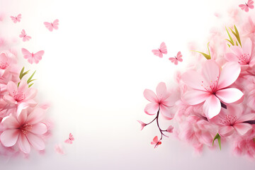 Fototapeta na wymiar pink ribbon with flowers