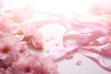 pink ribbon with flowers