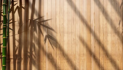 leaves shadow on bamboo background