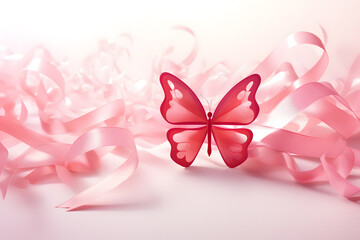 butterfly pink ribbon support cancer 