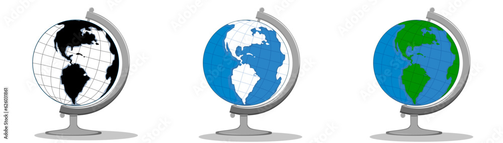 Poster globe, globe mockup on white background collection of vector colored globe globes eps10