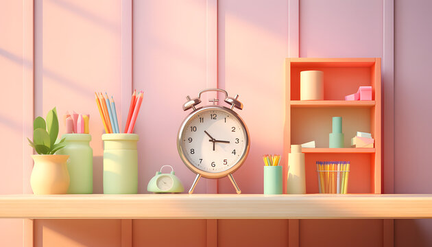 clock and school stationary