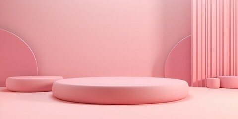 abstract pastel pink color geometric,shape background, minimalist mockup for podium display or showcase, 3d rendering.