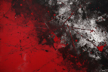 red and black grunge painted wall background