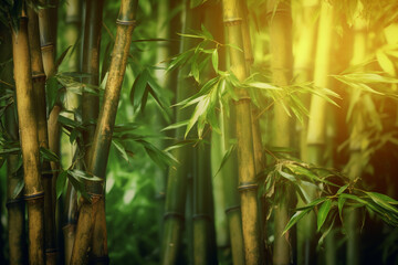 Fototapeta na wymiar Many bamboo stalks on background. generative ai