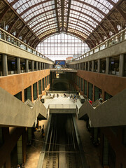 Fototapeta premium Interior of a train station in Europe with beautiful architecture