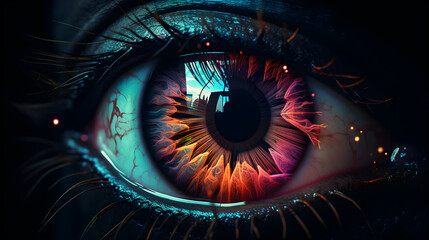 Bioluminescent human eye closeup hyper-detailed © Magdalena Wojaczek