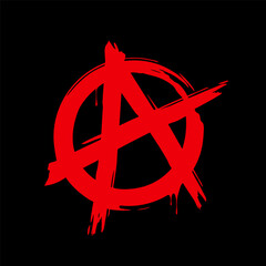 Grunge brush painted anarchy sign. Anarchy icon. Vector illustration