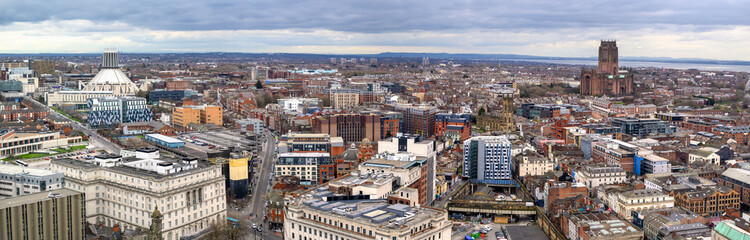 Fototapeta na wymiar An awe-inspiring landmarks on the Liverpool skyline ,UK