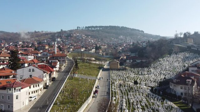 Aerial View of the War Cemetery in Sarajevo - 4K