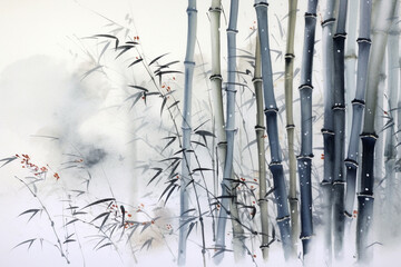 Sumi-e bamboo. generative ai