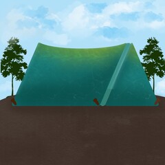 Camping, tent on the grass © PP_ART1995