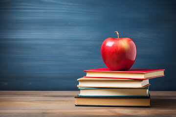 A stack of books with an apple on top