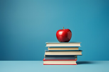 A stack of books with an apple on top