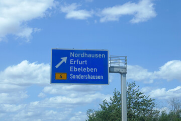 Schild Autobahnausfahrt Nordhausen