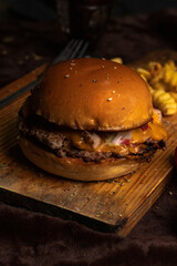 hamburger on a table