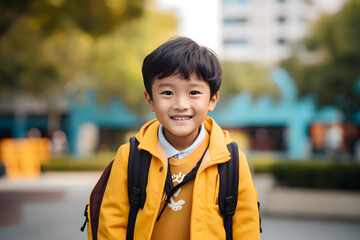 back to school smiling handsome small boy