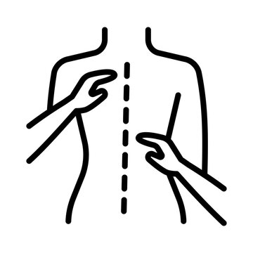 recommend clip art: Therapeutic back massage Outline vector icon. Physiotherapy, acupuncture, rehabilitation. Isolated vector element. Pictogram for web page, mobile app, promo