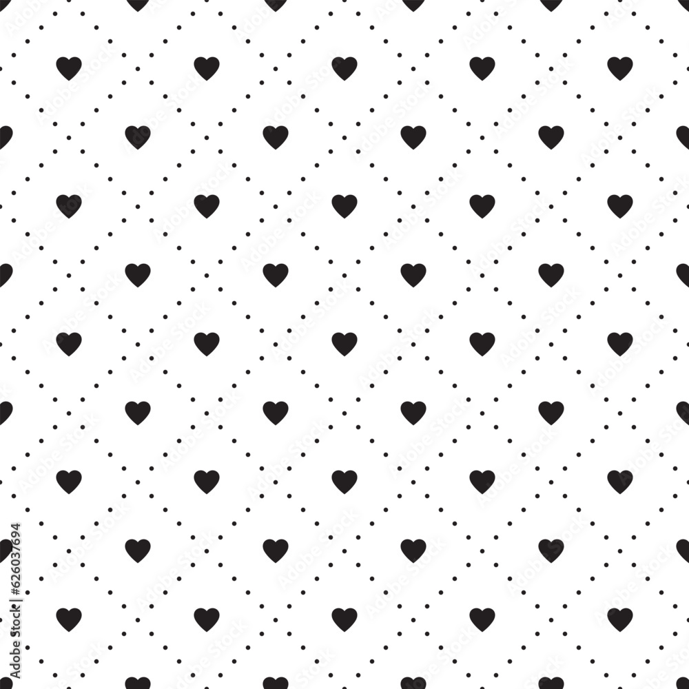 Poster seamless geometric pattern with hearts. vector repeating texture.