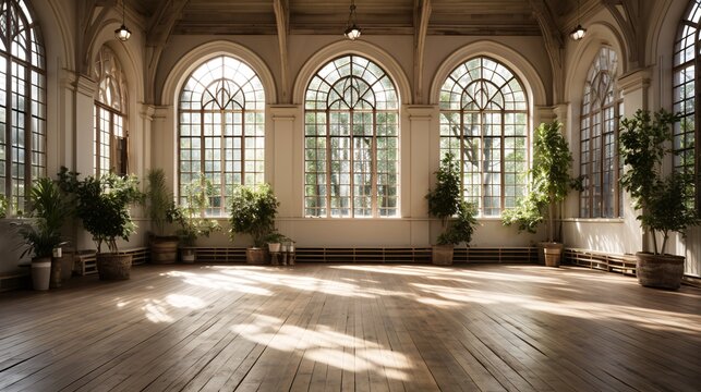 Sophisticated Emptiness: An Elegant Hall Awaiting Grand Occasions. Created with generative AI tools. 