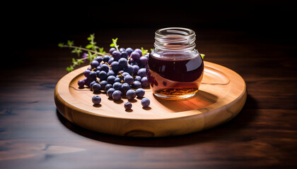 Obraz na płótnie Canvas Grape seed oil in a glass jar