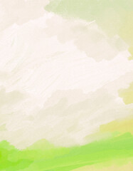 Impressionistic Cloudscape w/ Lime Green Hillside - Digital Painting, Illustration, Art, Artwork Background or Backdrop, or Wallpaper