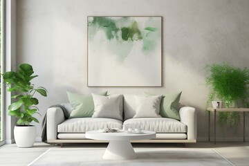 Modern & Luxury Interior Design of a Light Color Living Room. Huge Sofa with Pillows.