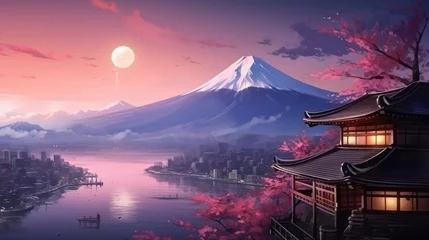 Fotobehang Fantasie landschap Japan fantasy style scene art