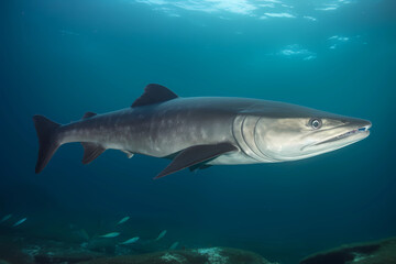 Fototapeta premium Cobia - Found in warm temperate and tropical waters worldwide, are commonly used in Southeast Asian and Latin American cuisine and have a firm, white flesh (Generative AI)